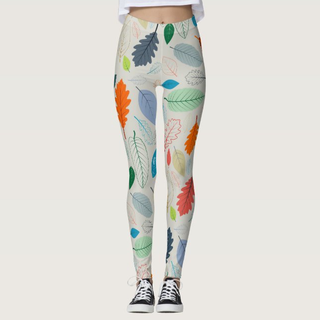 Vintages Herbstleaves Illustrationsmuster Leggings (Vorderseite)