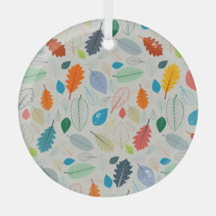 Vintages Herbstleaves Illustrationsmuster Ornament Aus Glas