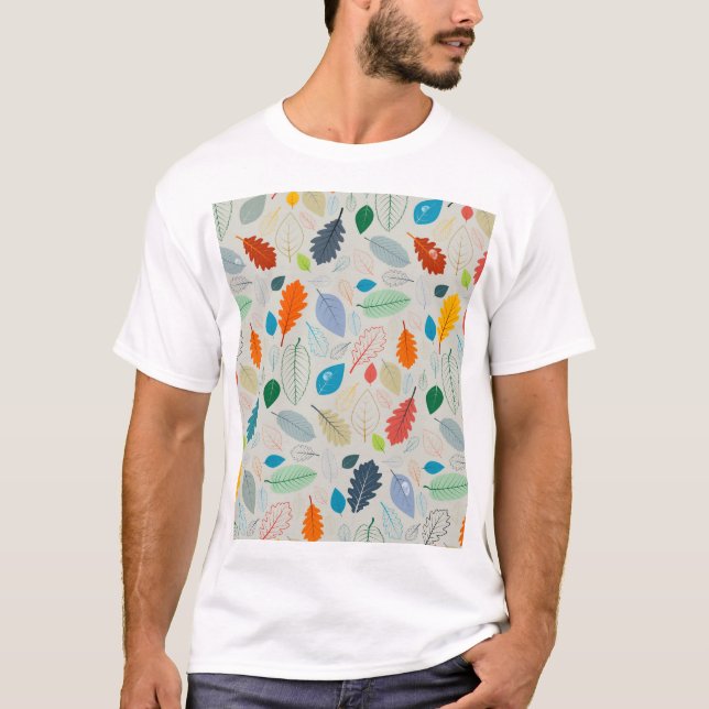 Vintages Herbstleaves Illustrationsmuster T-Shirt (Vorderseite)