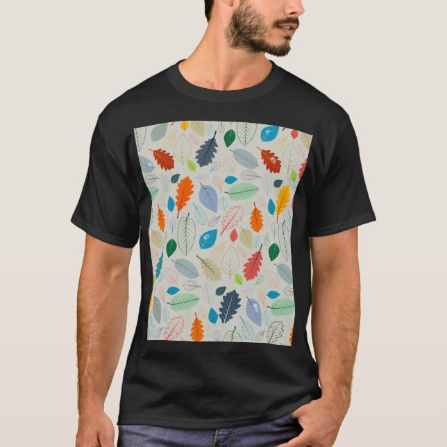Vintages Herbstleaves Illustrationsmuster T-Shirt (Vorderseite)
