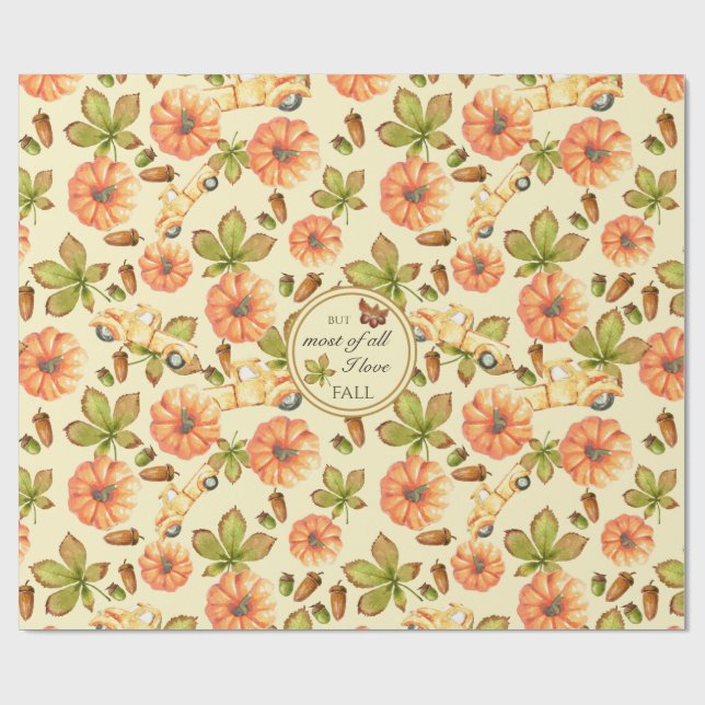 Vintages Herbstmuster Geschenkpapier (Flach)
