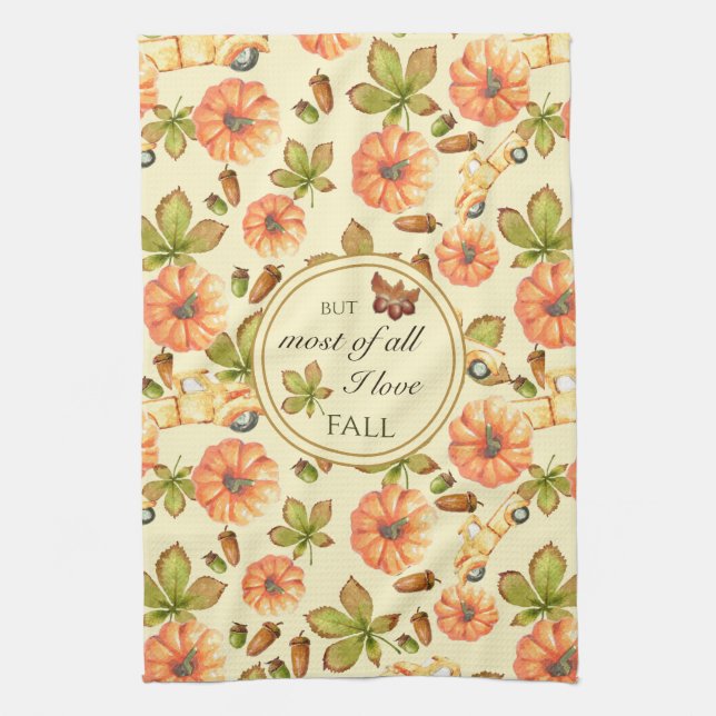 Vintages Herbstmuster Geschirrtuch (Vertikal)