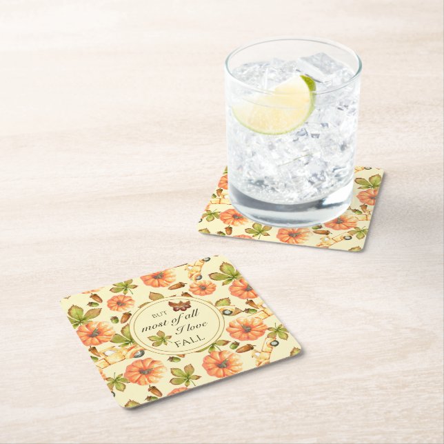 Vintages Herbstmuster Rechteckiger Pappuntersetzer (Vor Ort)