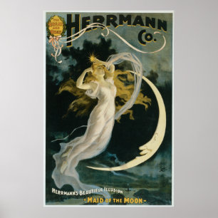 Vintages Herrmann Mädchen des Mond-Plakats Poster