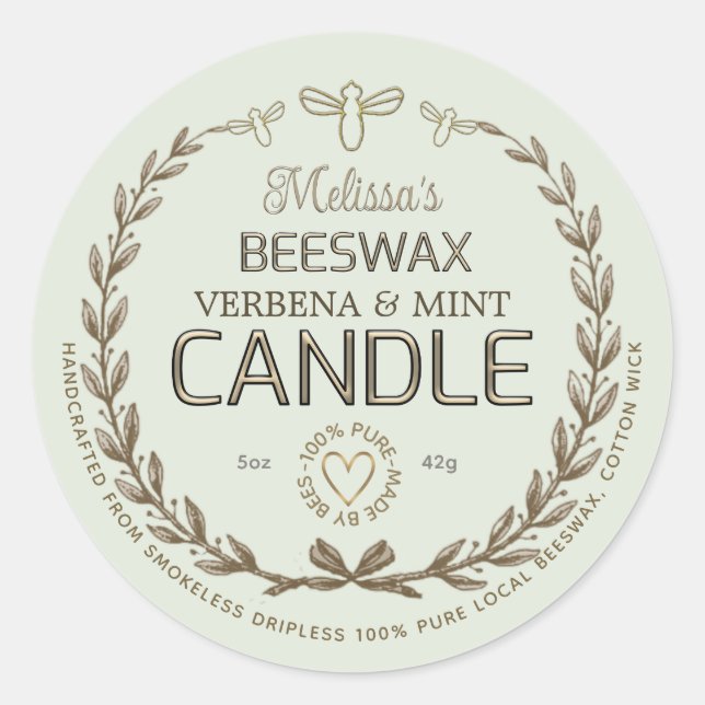 Vintages Herz der Bienenwachskandle Runder Aufkleber (Vorderseite)