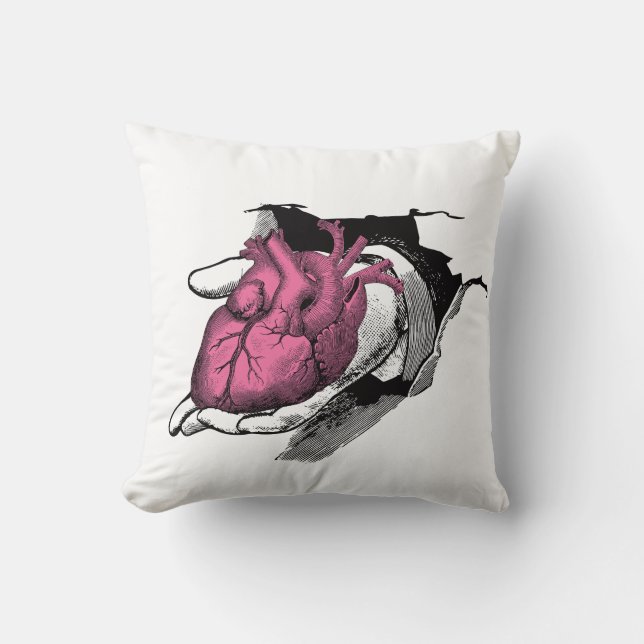 Vintages Herz durch das Rack Kissen (Vorderseite)
