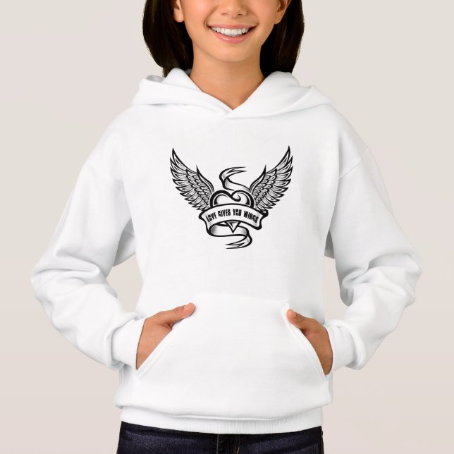 Vintages Herz mit Flügeln Hoodie (Vorderseite)