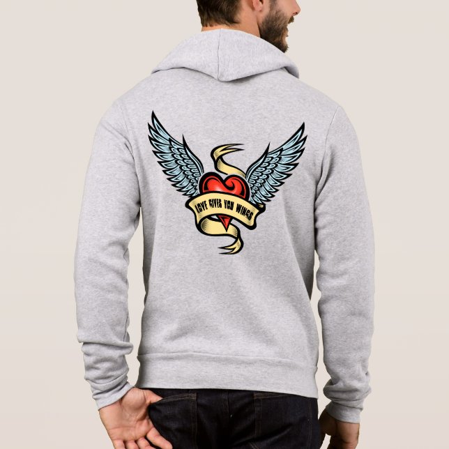 Vintages Herz mit Flügeln Hoodie (Rückseite)