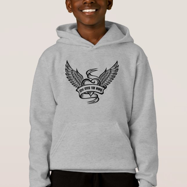 Vintages Herz mit Flügeln Hoodie (Vorderseite)