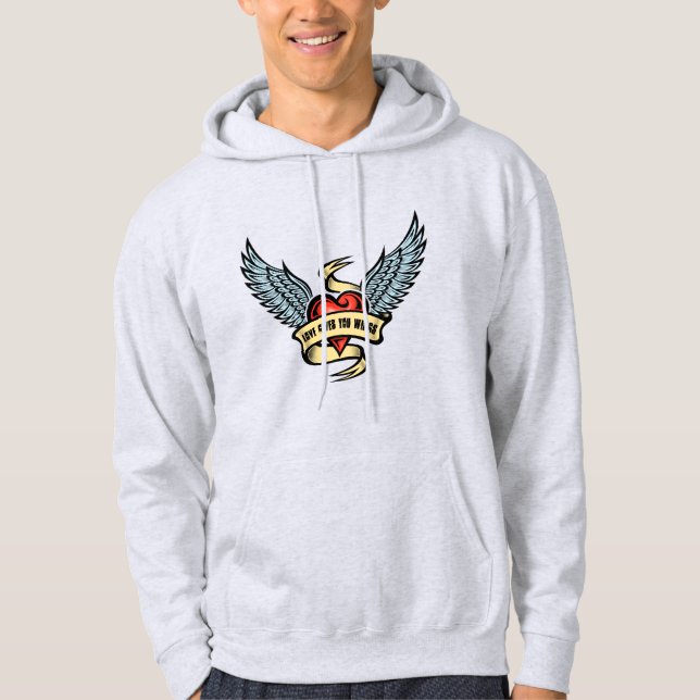 Vintages Herz mit Flügeln Hoodie (Vorderseite)