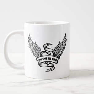 Vintages Herz mit Flügeln, Liebe gibt Ihnen Flügel Jumbo-Tasse