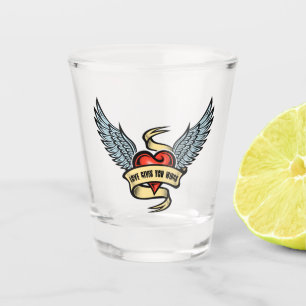 Vintages Herz mit Flügeln, Liebe gibt Ihnen Flügel Schnapsglas
