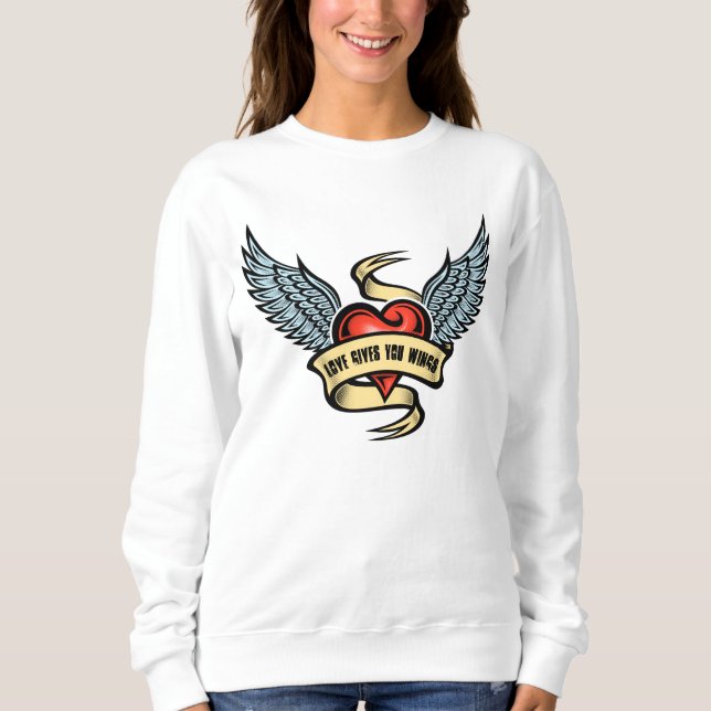 Vintages Herz mit Flügeln Sweatshirt (Vorderseite)