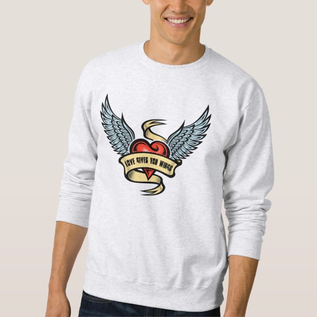 Vintages Herz mit Flügeln Sweatshirt (Vorderseite)