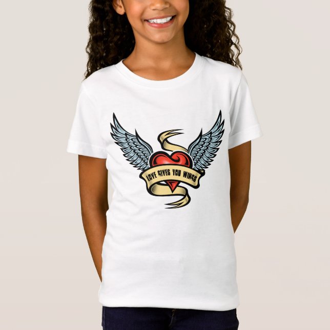 Vintages Herz mit Flügeln T-Shirt (Vorderseite)