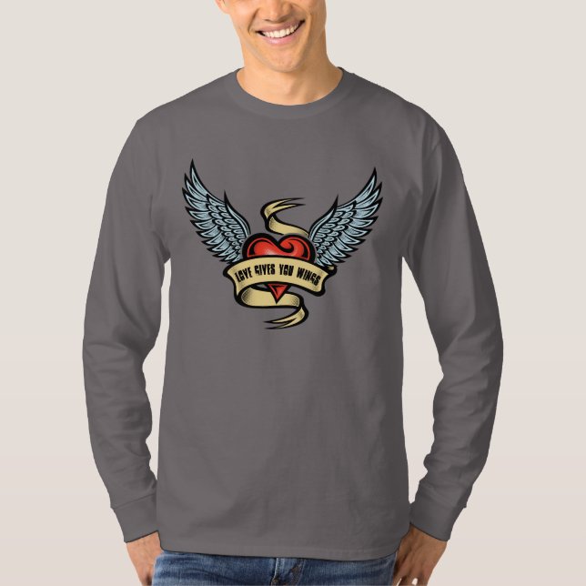 Vintages Herz mit Flügeln T-Shirt (Vorderseite)