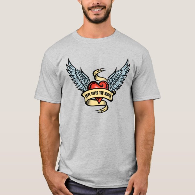 Vintages Herz mit Flügeln T-Shirt (Vorderseite)
