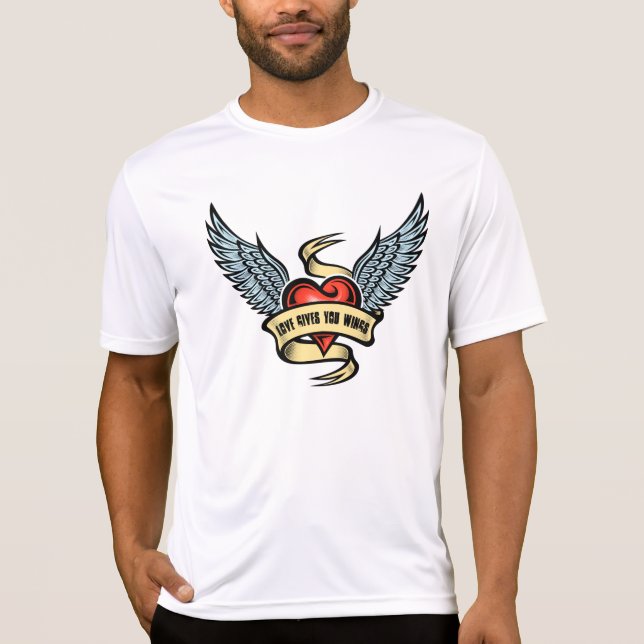 Vintages Herz mit Flügeln T-Shirt (Vorderseite)