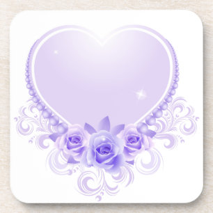 Vintages Herz und Rose Lavendel Untersetzer