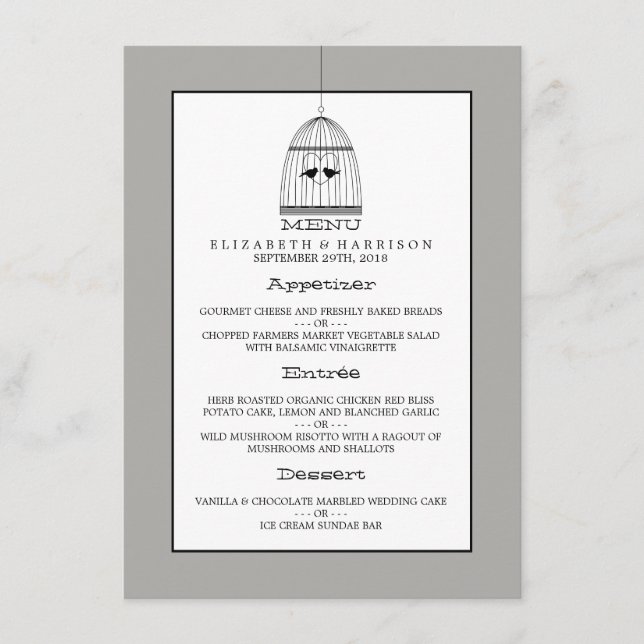 Vintages Herzbegleitmenü Menükarte (Vorderseite)