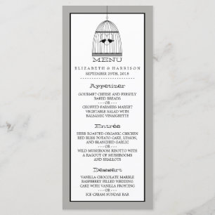 Vintages Herzbegleitmenü Menükarte