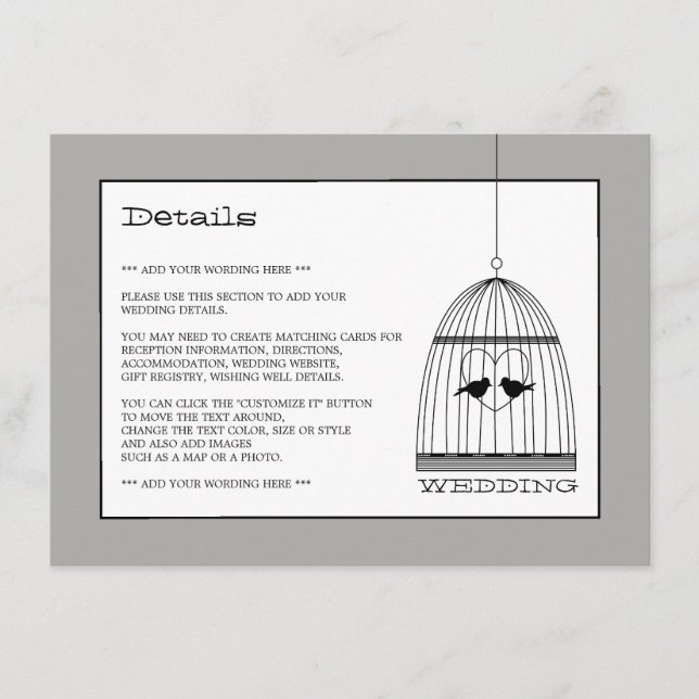 Vintages Herzgeburtsheiraten - Details Begleitkarte (Vorderseite)