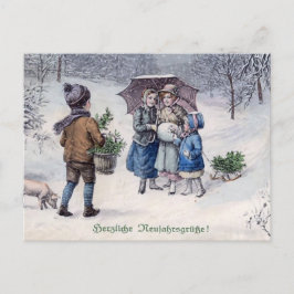 Vintages "Herzliche Neujahrsgrusse" Postkarte