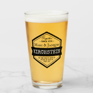 Vintages Hexagon-Jubiläum-Logo Ribbon Ihre Namen Glas