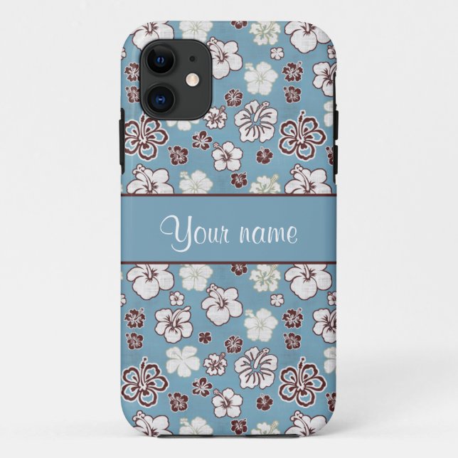 Vintages Hibiskus-Blumen-Muster Case-Mate iPhone Hülle (Rückseite)