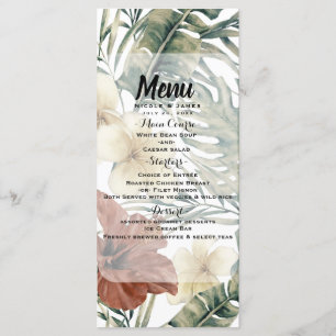 Vintages Hibiskus-Hochzeitsmenü für Ananas Menükarte