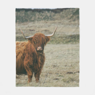 VINTAGES HIGHLAND CATTLE COW FOTO FLEECEDECKE
