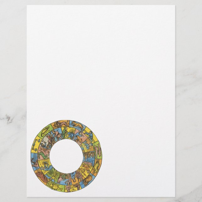 Vintages Himmelsrad, astrologisches Zodiakrad (Vorderseite)