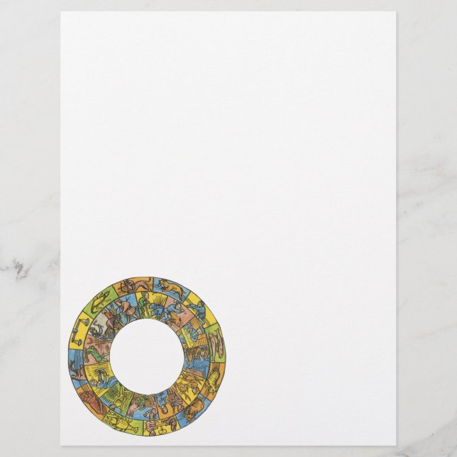 Vintages Himmelsrad, astrologisches Zodiakrad Flyer (Vorne)