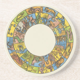 Vintages Himmelsrad, astrologisches Zodiakrad Untersetzer