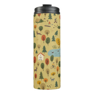 Vintages Hintergrundpapier für Herbst-Waldtiere Thermosbecher