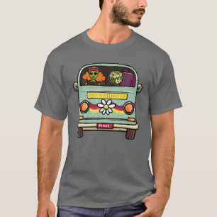 Vintages Hippie Van Blume Bus Außerirdischen Frie T-Shirt