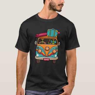 Vintages Hippie Van Blume Bus Außerirdischen Fried T-Shirt