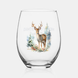 Vintages Hirsch im Wald Weinglas Ohne Stiel