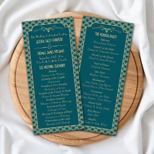 Vintages Hochzeitsprogramm Art Déco Gatsby der 20e Werbekarte