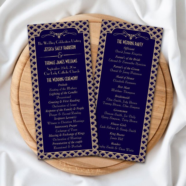 Vintages Hochzeitsprogramm Art Déco Gatsby der 20e Werbekarte (Von Creator hochgeladen)