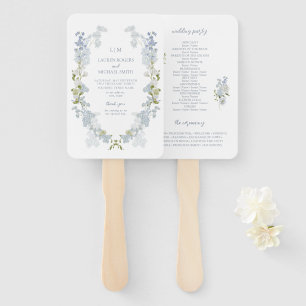 Vintages Hochzeitsprogramm für blaue Flora Fächer