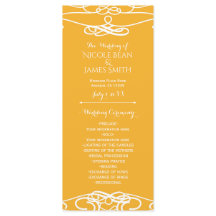 Vintages Hochzeitsprogramm für Gelb und Weiß