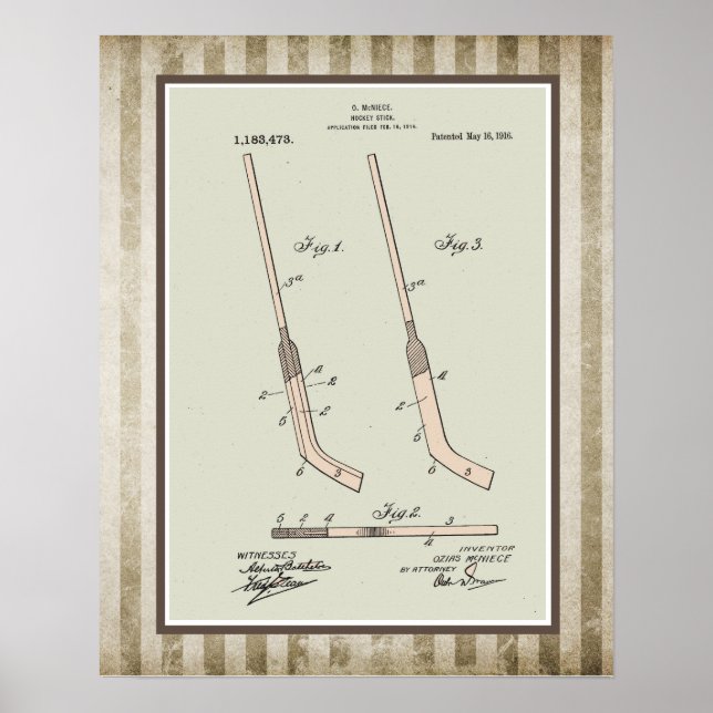 Vintages Hockey-Stick-Patent Poster (Vorne)