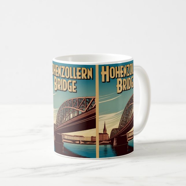 Vintages Hohenzollern Bridge Köln - Deutschland-Ge Kaffeetasse (VorderseiteRechts)