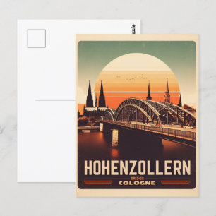 Vintages Hohenzollern Bridge Köln - Deutschland-Ge Postkarte