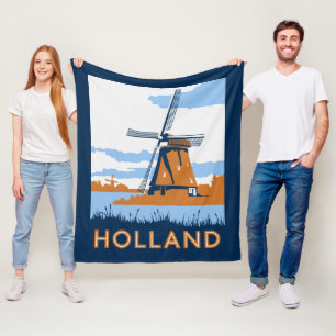 Vintages Holland-Plakat Fleecedecke