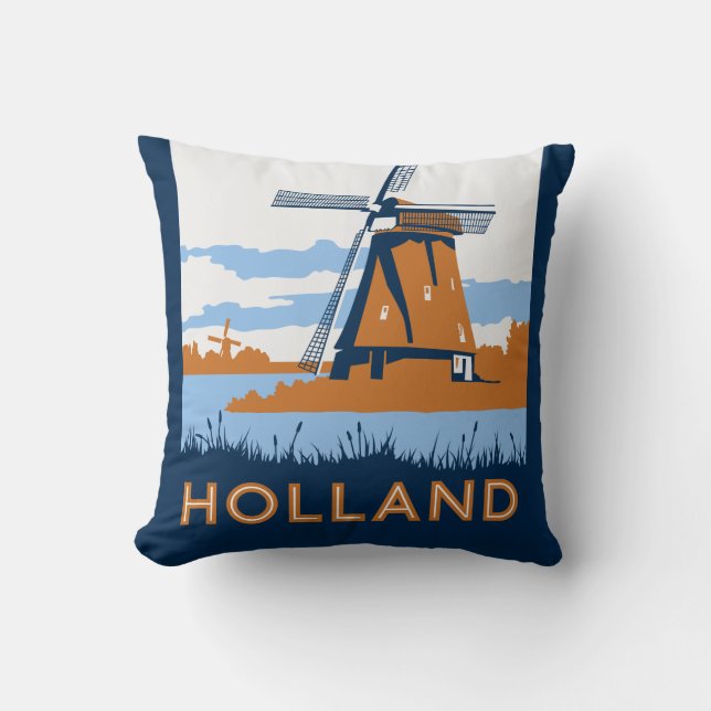 Vintages Holland-Plakat Kissen (Vorderseite)