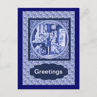 Vintages, holländisches Blauzungentedesign Postkarte