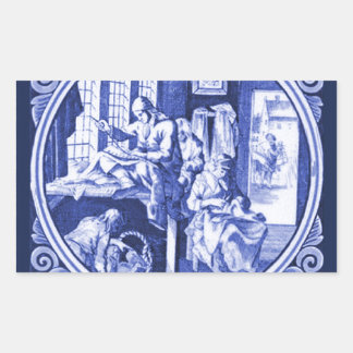 Vintages, holländisches Blauzungentedesign Rechteckiger Aufkleber