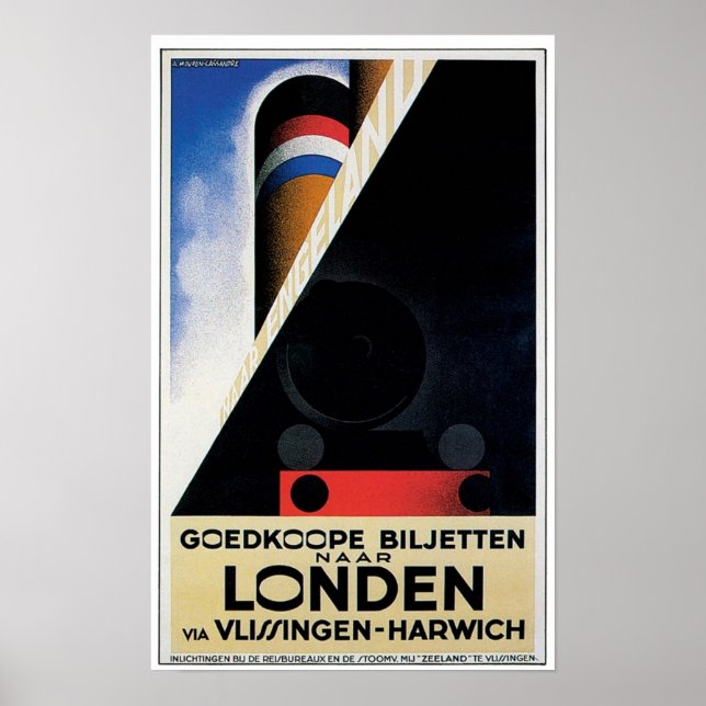 Vintages holländisches Eisenbahnposter Poster (Vorne)